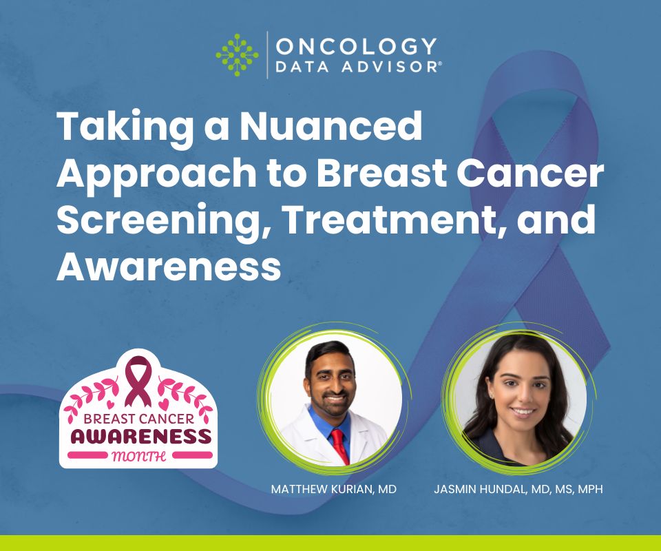 OncData's tweet image. In honor of #BreastCancerAwarenessMonth, @HundalJasmin (@ClevelandClinic) and @MatthewKurianMD (@StElizabethNKY) sat down to discuss priorities in #awareness, including nuances in #screening, male breast cancer, community, and advocacy.

Watch here! youtu.be/LidVnF9CzvU

#BCAM