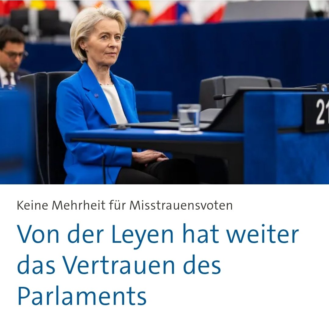 Inzwischen wurden 3 Misstrauensanträge gegen Ursula von der Leyen abgewiesen. 
Sie erhielt Unterstützung von der SPD, CDU und den Grünen. 
Ein Grund mehr, diese Parteien nicht zu wählen!