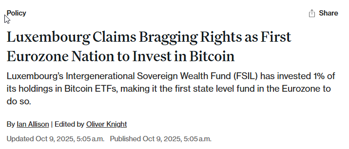 It was always going to be Luxembourg or Switzerland adopting Bitcoin first in Europe, everyone always overlooks Luxembourg's wealth management because of Switzerland's "brand"...