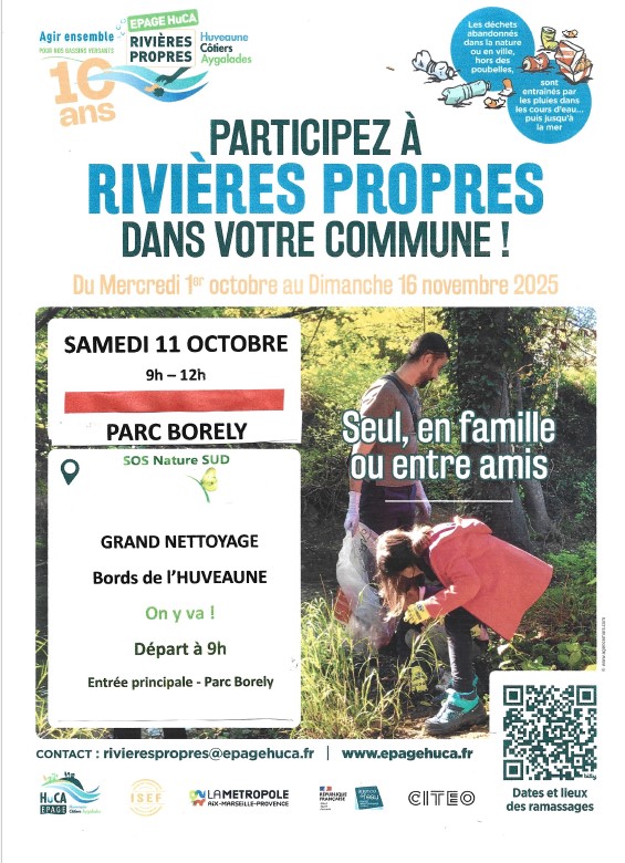 Rendez-vous avec SOS NATURE SUD samedi 9h à l'entrée principale du parc Borely ! On nettoie les berges de l'Huveaune entre les plages et l'avenue de Mazargues #SOSNATURESUD #environnement #Marseille @cleanmycalanques #Huveaune #ParcBorely <a href="/mairie6_8/">Mairie des 6e et 8e arrondissements de Marseille</a>