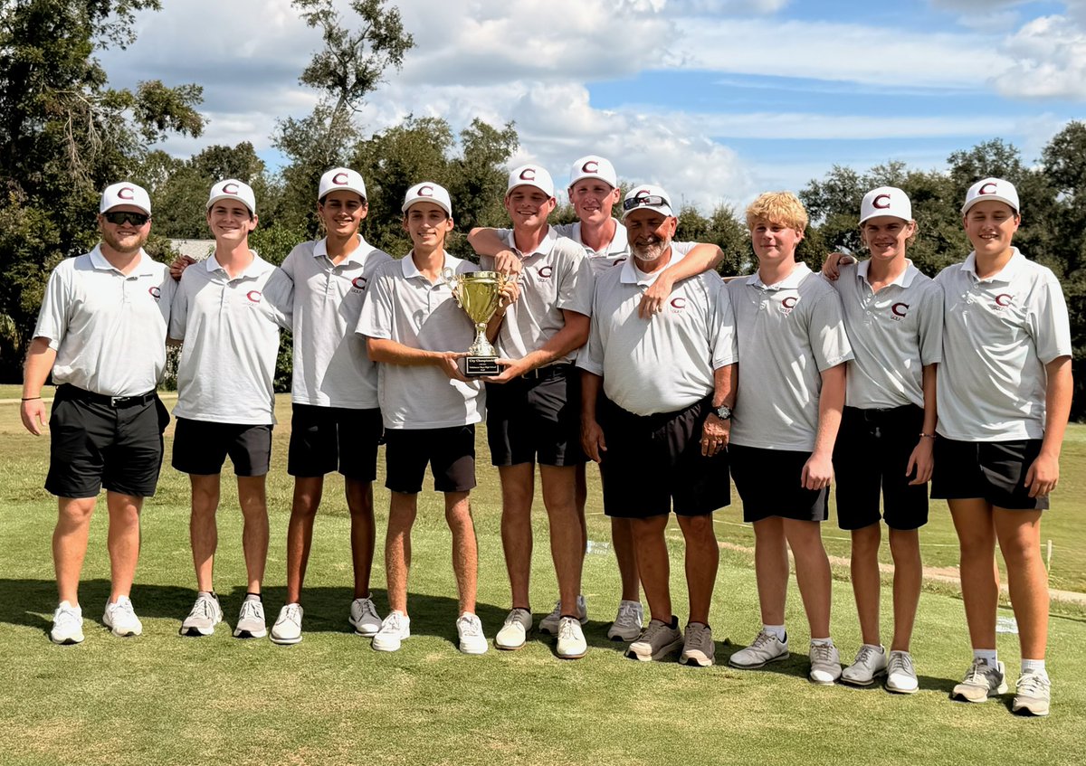The boys golf team won the City championship yesterday with a total team score of 295.

Sophomore Rhys Cochran shared a tie for 1st : 71 (-1)

Senior Alex Parker finished in 2nd place: 72 (E)

Senior Matthew Peltier &amp; Sophomore Asher Hall finished in the top 6:  76 (+4)