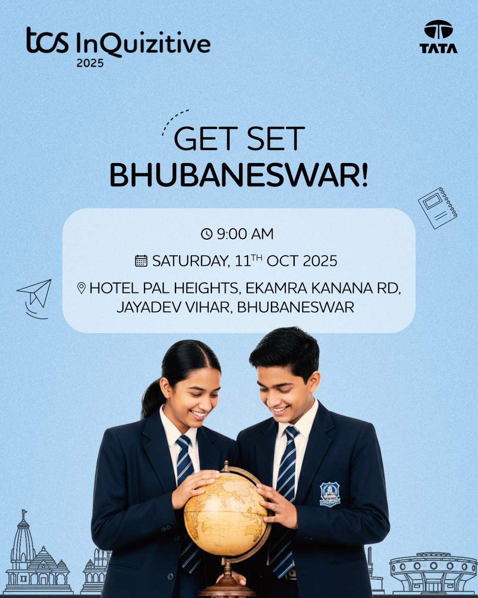 TCSInQuizitive's tweet image. Quiz vibes incoming, Bhubaneswar!
TCS InQuizitive is all set for the regional finals. Who’s ready to take the stage and quiz it out?

#TCSInQuizitive #Quizzing #StayInQuizitive