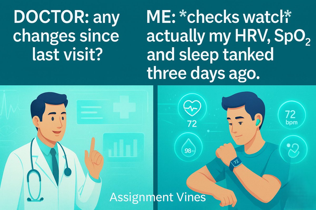Assignment_V's tweet image. Smartwatches, biosensors & fitness trackers are helping detect diseases early, monitor chronic conditions & personalize wellness like never before.
The future of preventive care is digital, data-driven & wearable.
#WearableTech #DigitalHealth #PreventiveCare #AssignmentVines