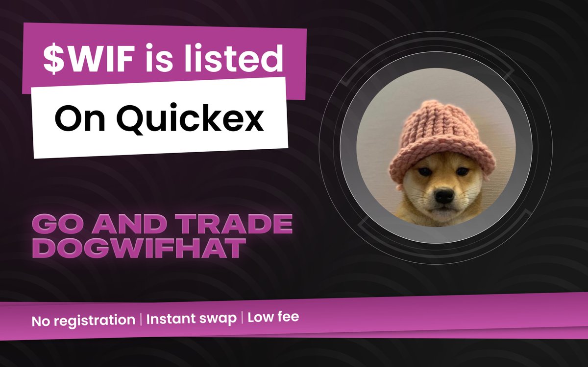 QuickEx_Tweets's tweet image. 🪙 $WIF is on QuickEx!

With the memecoin season in full swing, we are listing the OGs of the memecoin, dogwifhat. 

Go to quickex.io, get your $WIF and show @dogwifcoin some love! 🎉