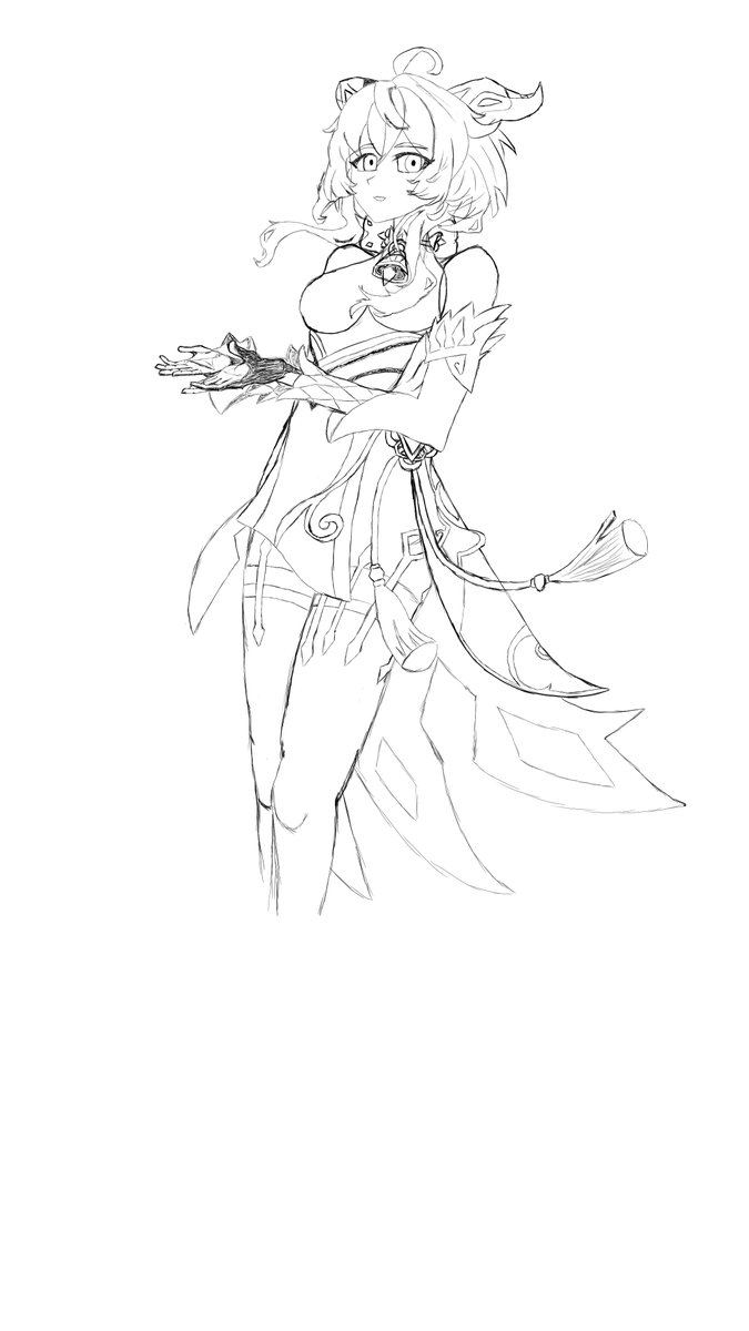 Stare czasy, jeden z pierwszych szkicy gdy zaczynałem naukę rysowania, chyba 3 dni wtedy schodziło na szkic. Ganyu zawsze w serduszku.
#digitalart #Ganyu #GenshinImpact