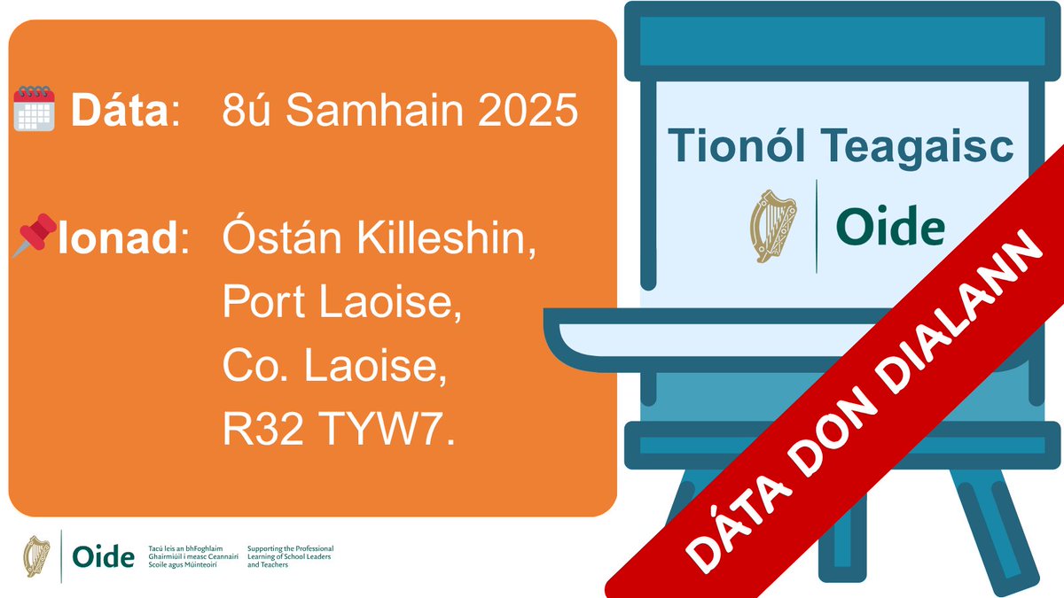 Dáta don Dialann -  Beidh an clárú do Thionól Teagaisc 2025 le hoscailt go luath!