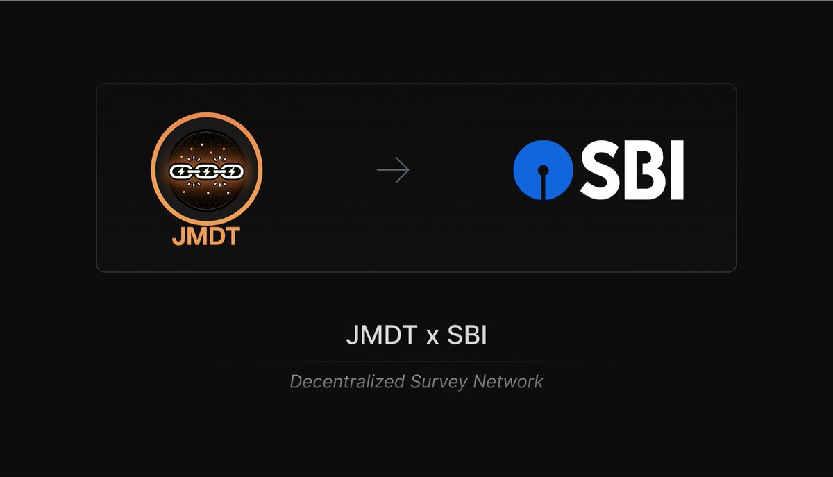 JMDT_token's tweet image. Announcement time 📢

State Bank of India (@SBIMF) just signed with JMDT and Jupiter Meta Labs to power nationwide research for the SBI InvestApp.

Let that sink in → India&apos;s largest AMC is using our decentralized survey network, with ZK proofs &amp;amp; DIDs, to understand and onboard…