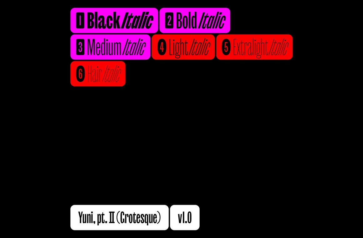 typecache's tweet image. [New Font Release] Yuni Grotesque has crossed the finish line and graduated from Future Fonts. typecache.com/news/6532/ #typecache