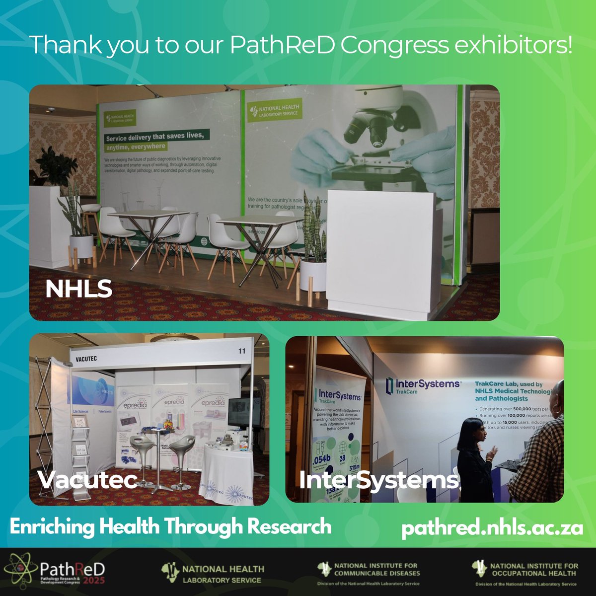 PathReDCongress's tweet photo. Thank you to all of our exhibitors at #PathReD2025!

@Real_NHLS_SA @InterSystems @SysmexEurope @HPCSA_ @biomerieux @thermofisherDx @GenAnalytics https://t.co/8fCdPhkUo9