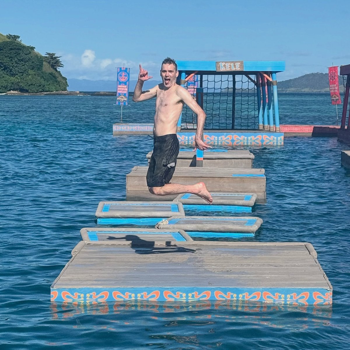 The only guy actually happy at this week’s #Survivor challenge. (Not happy about the scar on my ankle, though)