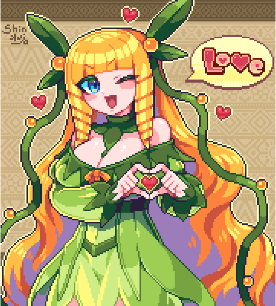 「ラブラブドライアドちゃん #ドット絵 #pixelart」|無敵深紅城×10🏰のイラスト