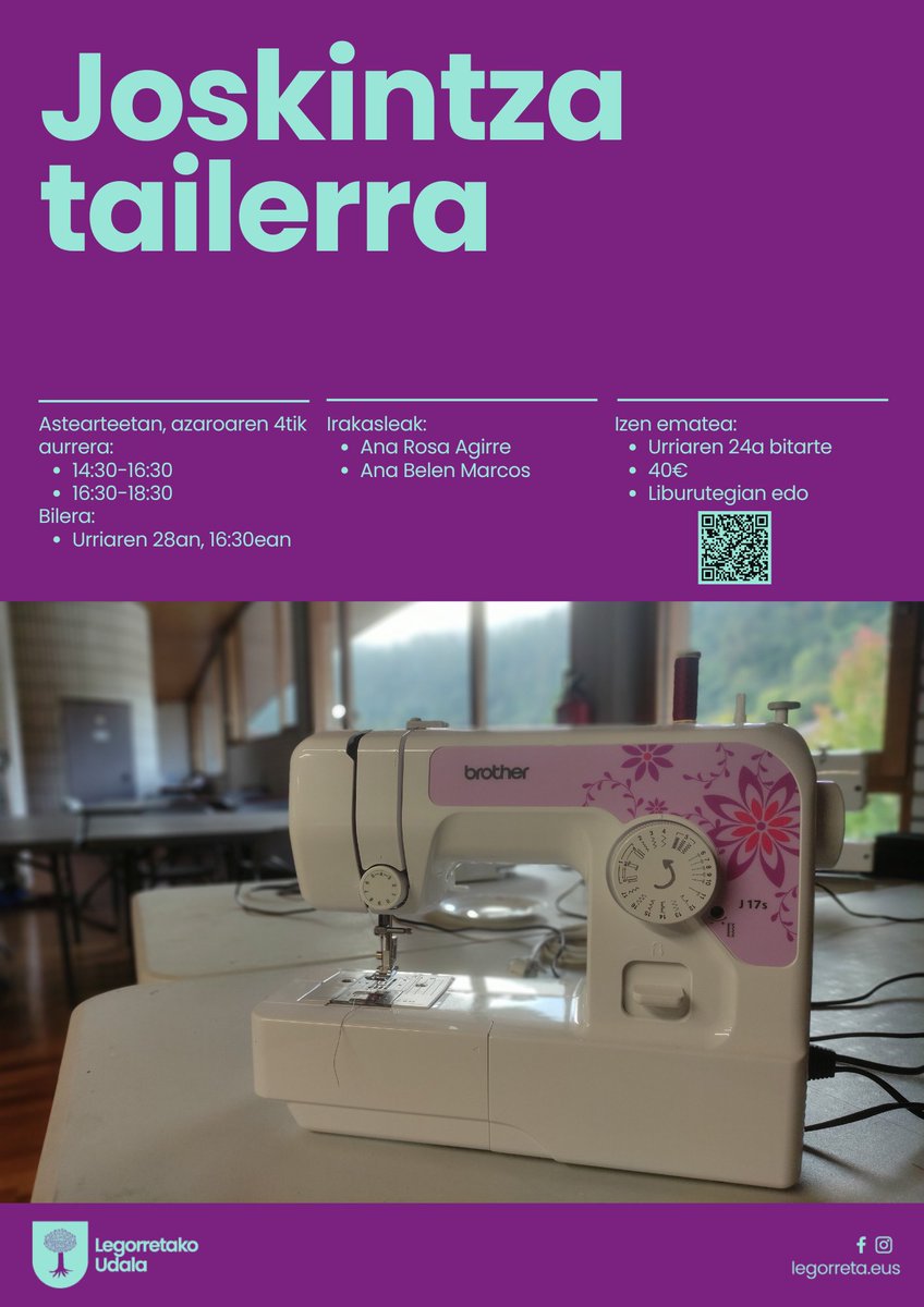 📍Zabalik dago joskintza tailerrean izena emateko epea. 

ℹ️labur.eus/bhdksuky 

#Legorreta