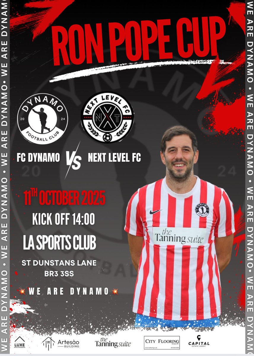 Lasts weeks cancellation from the opposition saw us get a walkover into the 2nd round of the Kent Cup.

This week it’s cup action again…

🏆 Ron Pope
🆚Next Level FC
🏟️ LA Sports Club @lasportsclubbr3 
🕐 14:00 KO
🫶🏻 All support welcome

💥WeAreDynamo💥
