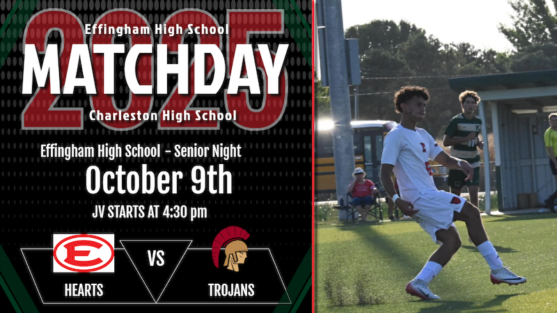 SENIOR NIGHT!!
Team: Soccer
Event: Charleston High School
When: 10/09/2025 at 4:30 pm (JV plays first)
Where: Effingham High School (WSB Stadium)
**Senior recognition will take place immediately following the JV game.