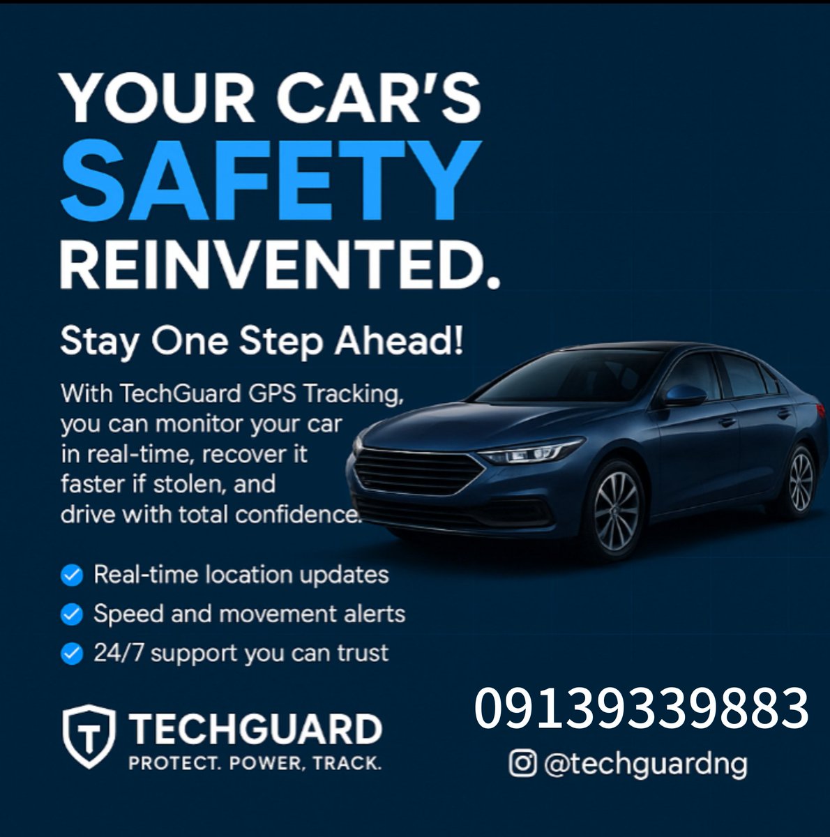 TechGuardNg's tweet image. Stay One Step Ahead!
With TechGuard GPS Tracking, you can monitor your car in real-time, recover it faster if stolen, and drive with total confidence.

✅ Real-time location updates
✅ Speed and movement alerts
✅ 24/7 support you can trust

TechGuard — Protect What Drives You.