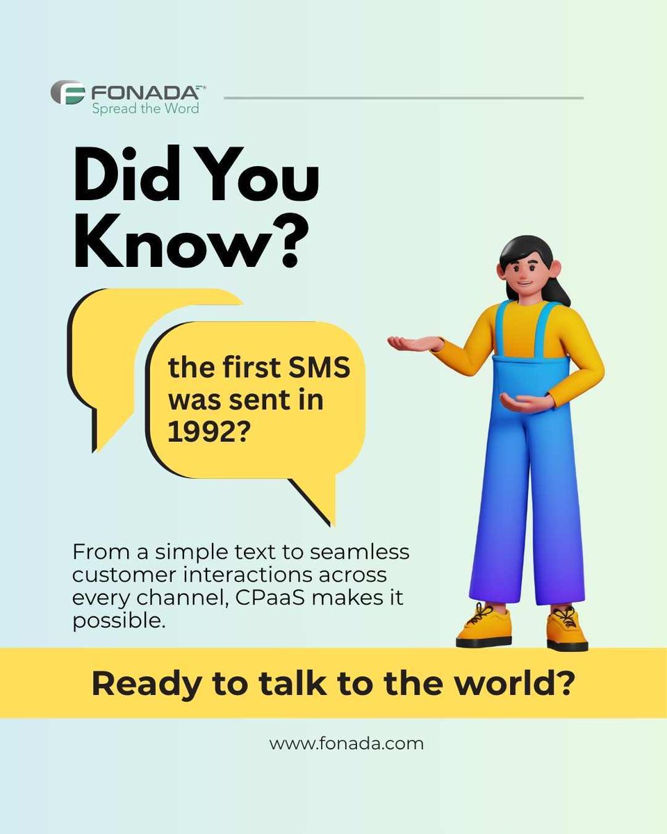 From the first SMS in 1992 to seamless customer interactions today, CPaaS connects you with the world—anytime, anywhere. 🌐 #CPaaS #CX #DigitalTransformation #Messaging #Fonada