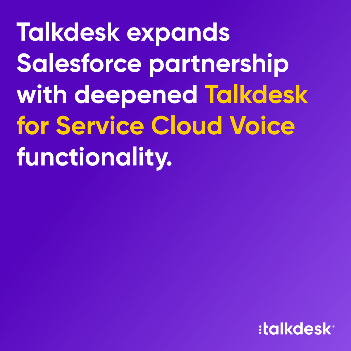 Talkdesk's tweet photo. We’ve deepened our partnership with SFDC, embedding our AI-powered voice directly into Service Cloud’s native routing engine to make it easier to juggle voice and digital channels.

Learn more:

https://t.co/3Ga8pMMExC

#PR #AI #Talkdesk #ServiceCloud #Salesforce #Partnership https://t.co/eGQDe5yeOA