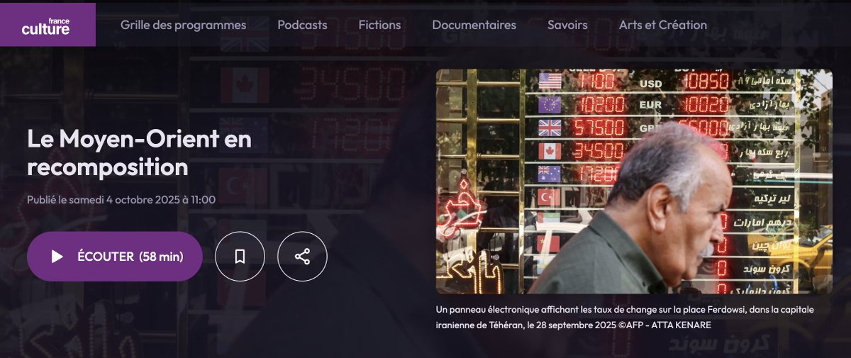 Le Moyen-Orient en recomposition ?

« Le sujet de Gaza est devenu l'obsession de Donald Trump car il a compris que c'est là-dessus qu'il y avait une très forte sensibilité et que c'était là-dessus que le moins d'ambiguïté serait supportable après 65 000 morts. 

On a aujourd'hui