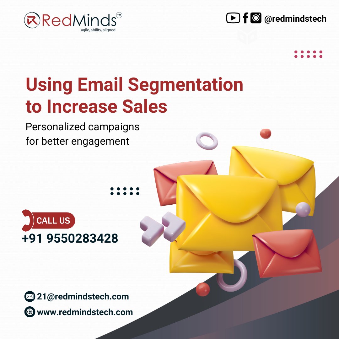 redmindstech's tweet image. 🚀 Boost Sales with ⚡️Email Segmentation⚡️!
Send smarter, not harder!
Deliver personalized campaigns that drive conversions, improve open rates & build customer loyalty.
🔗 Learn more: Website Designing in Hyderabad
🌐 redmindstech.com
#EmailMarketing, #EmailSegmentation