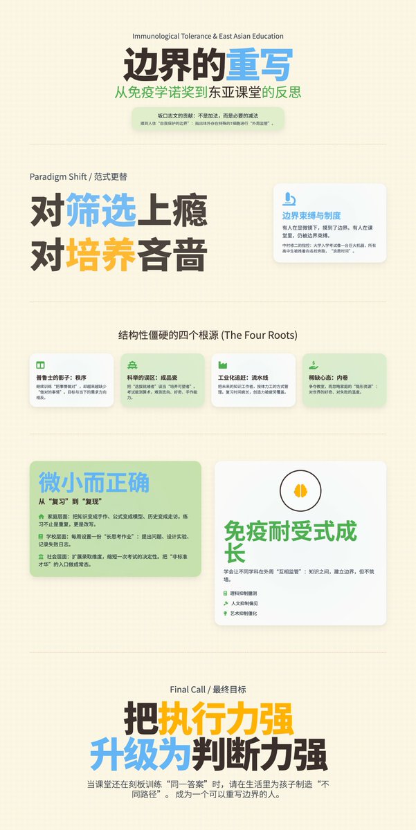 免疫的边界：从诺奖到东亚课堂的反思