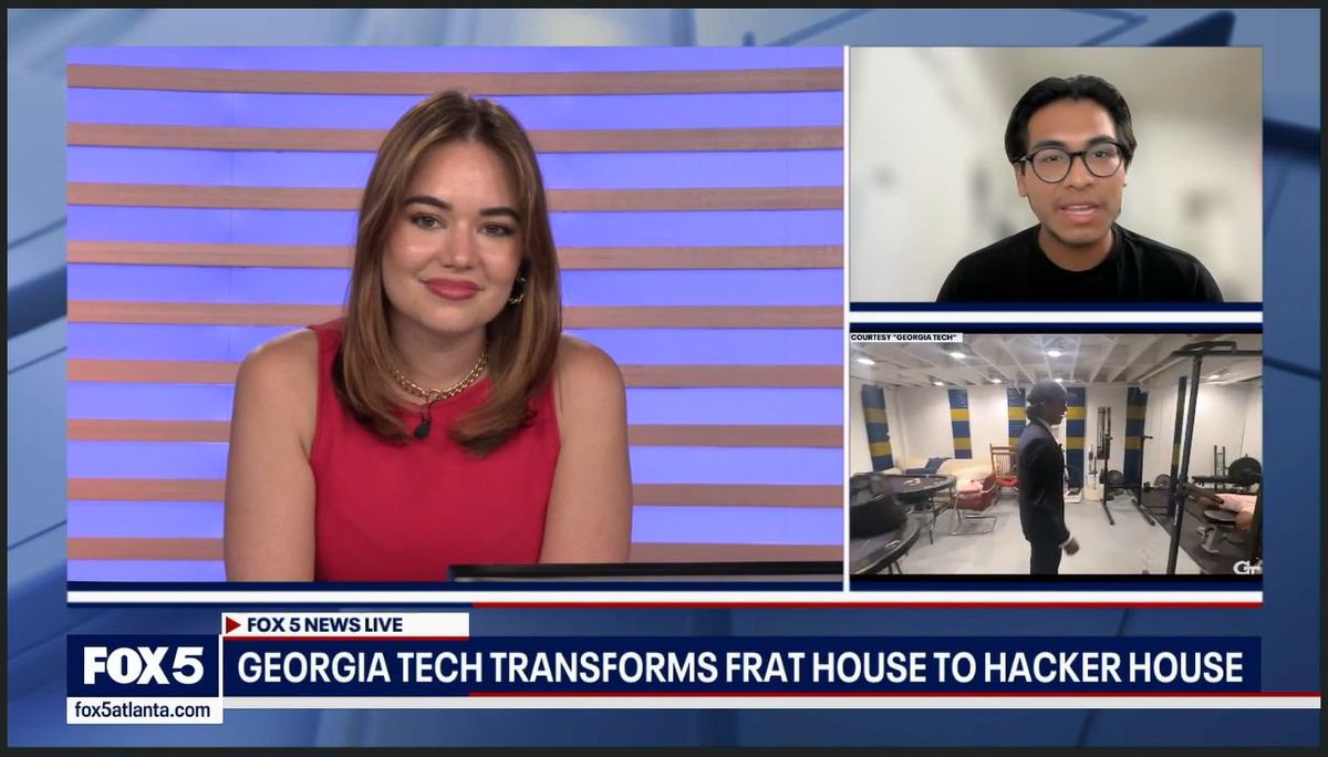 gtcomputing's tweet image. The first-ever Hacker House at @GeorgiaTech is open for business! The former fraternity house has been transformed into a residency for student entrepreneurs.
Watch CS student and founder Yamil Quispe Silva on FOX 5 Atlanta 📽️: fox5atlanta.com/video/1713250
#GTComputing