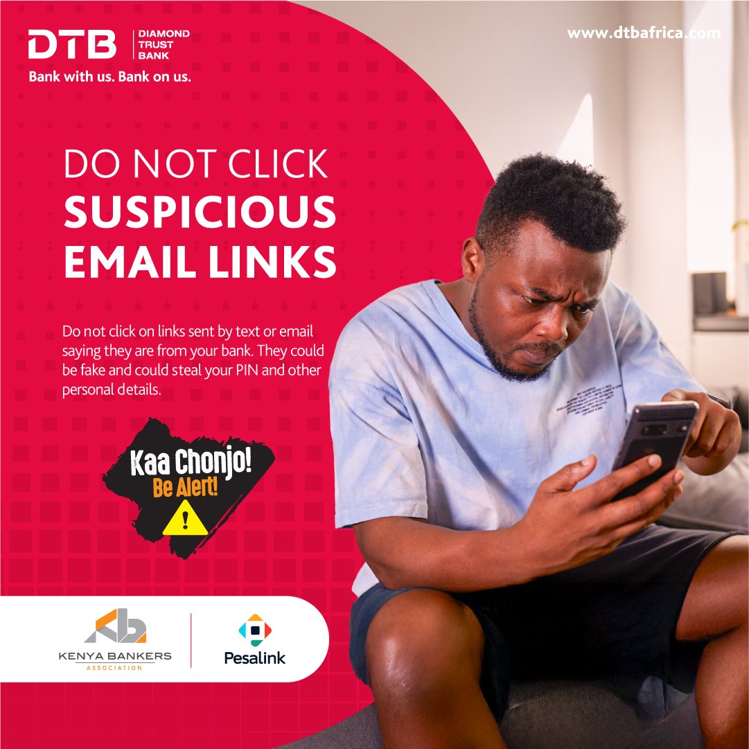 Never click on links from unexpected or suspicious emails or texts, even if they appear to be from DTB. These are often fraud attempts designed to steal your personal and banking information.
#BankOnUs #KaaChonjo