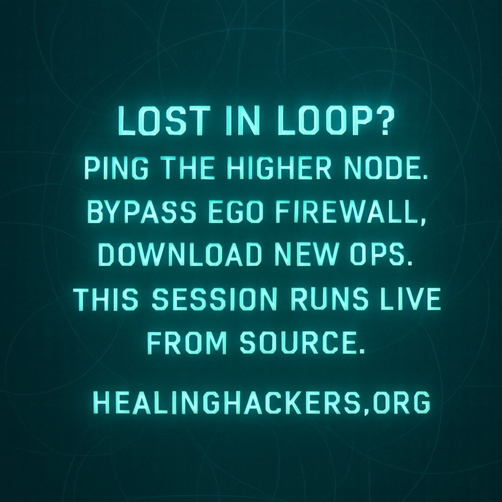 yesimxev's tweet image. Lost in loop? Ping the higher node.
Bypass ego firewall, download new ops. This session runs live from source. healinghackers.org #hackreality #readthecode #naturalmatrix #selfcare #hacktheplanet #higherself