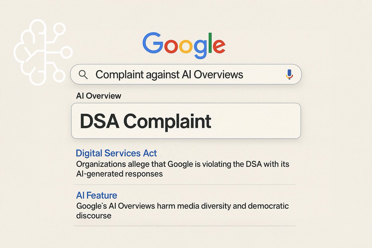 KI gegen Journalismus? Corint Media beschwert sich bei der <a href="/bnetza/">Bundesnetzagentur</a> über Googles „AI Overviews“. Die Beschwerde über die KI-Zusammenfassungen könnte zum DSA-Präzedenz werden. Medienhäuser klagen über Reichweitenverlust und Intransparenz. 

datenschutzticker.de/2025/10/dsa-be…

#DSA #KI #Google