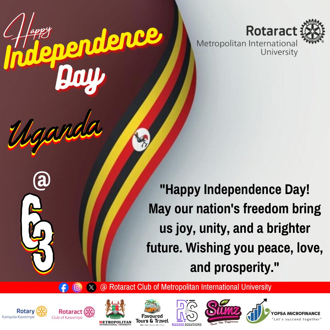 rctmetropolitan's tweet image. Today 9th October, 2025 we join the rest of the country to celebrate the Independence Day of our Motherland. We continue to advertise for strong Unity in our country.
#Rotaract #RotaryInternational #UniteForGood9213 #RotaryEyamba