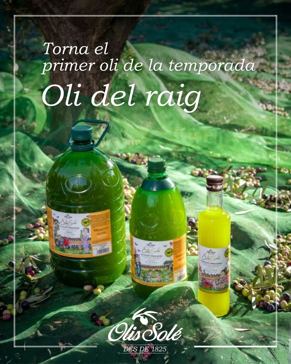 Demà a les 17:00 arriba l’Oli del Raig!

El primer oli de la temporada, acabat de premsar, amb tota la intensitat, l’aroma i la frescor de l’oliva recent collida. 🌿

A partir de demà a la tarda el podreu trobar disponible — un autèntic plaer per als sentits! 💚