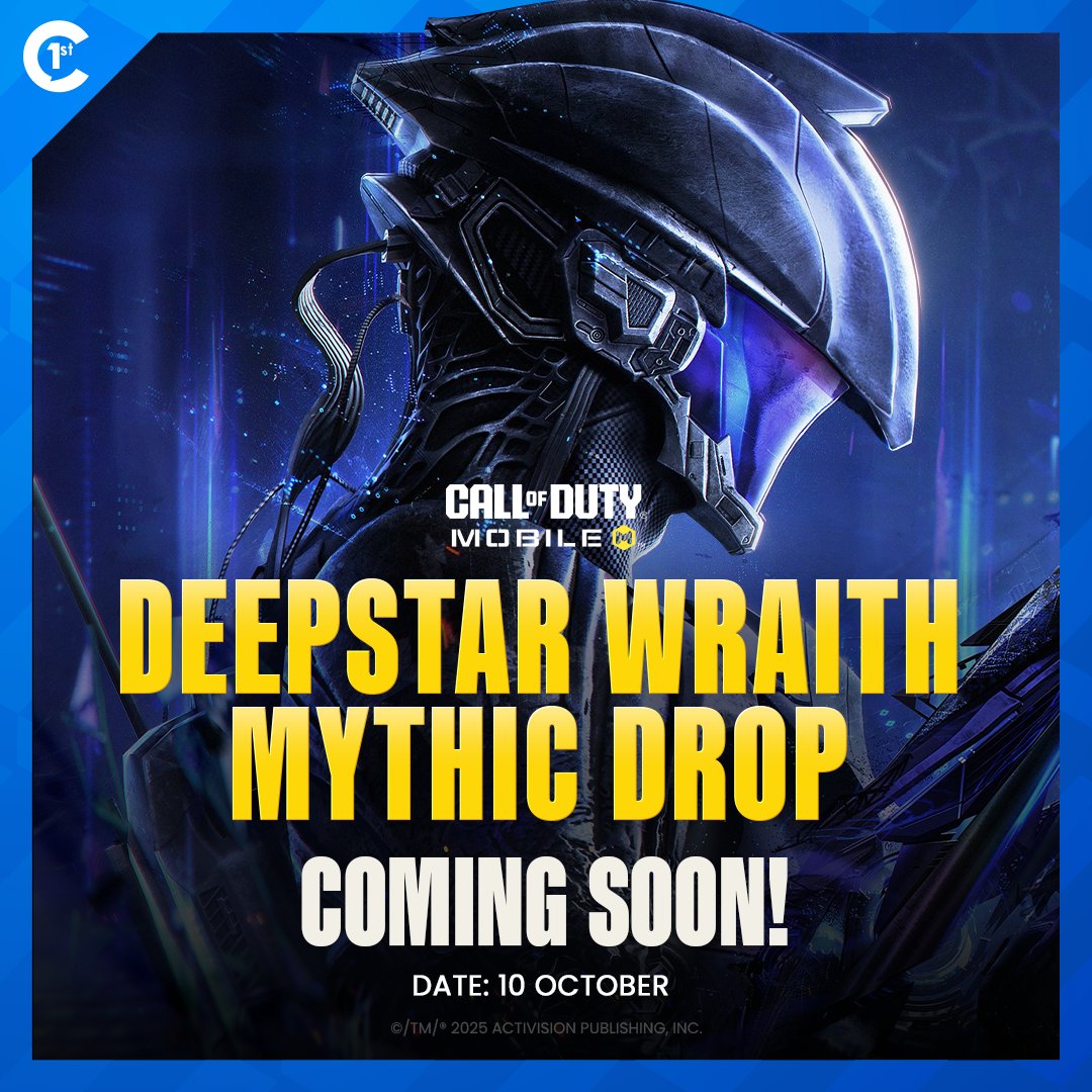 💥New Mythic Drop Incoming!💥

The Deepstar Wraith Mythic is here to dominate the battlefield.

Coming October 10th — get ready to wield pure power in Call of Duty Mobile🔥

#CallOfDutyMobile #callofdutymobile #codm #CODMobile #carry1stshop