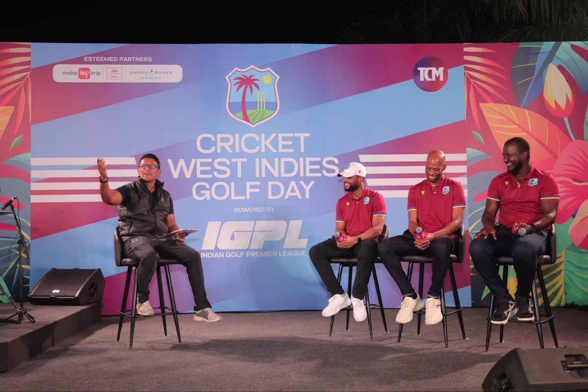 Officialigpl's tweet image. The Caribbean flair hit the fairways! 🌴⛳

The West Indies squad and icons like Sir Viv, Sir Richardson &amp;amp; Brian Lara teed off with #IGPL pros and trust us, the vibes were immaculate at the Cricket West Indies golfing day powered by IGPL. 😎

#IGPL #GolfOn #GolfForAll