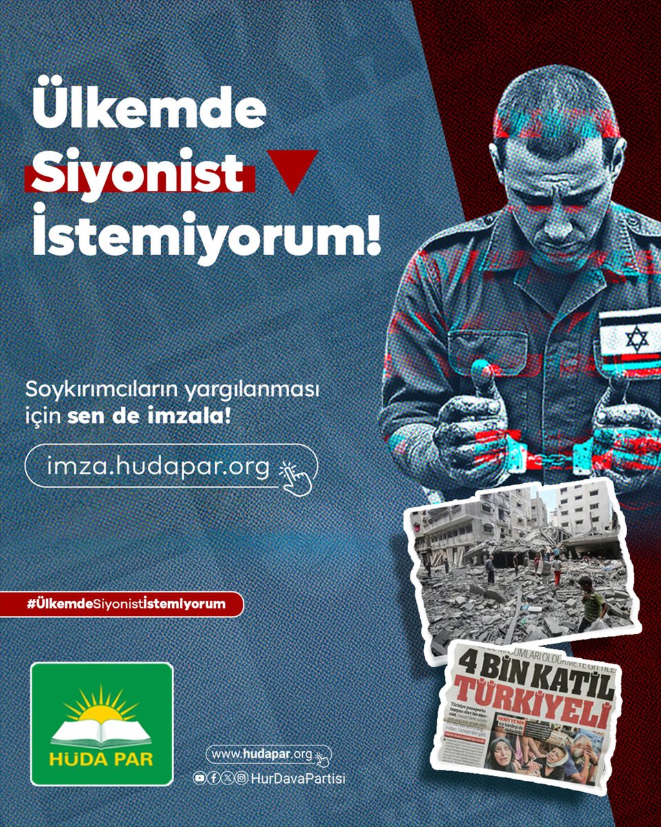 Gazze’de soykırıma katılan çifte vatandaş siyonistler, bu ülkenin güvenliği için açık bir tehdittir!
HÜDA PAR’ın Meclis’e sunduğu teklif, adaletin gereğidir.
#ÜlkemdeSiyonistİstemiyorum
