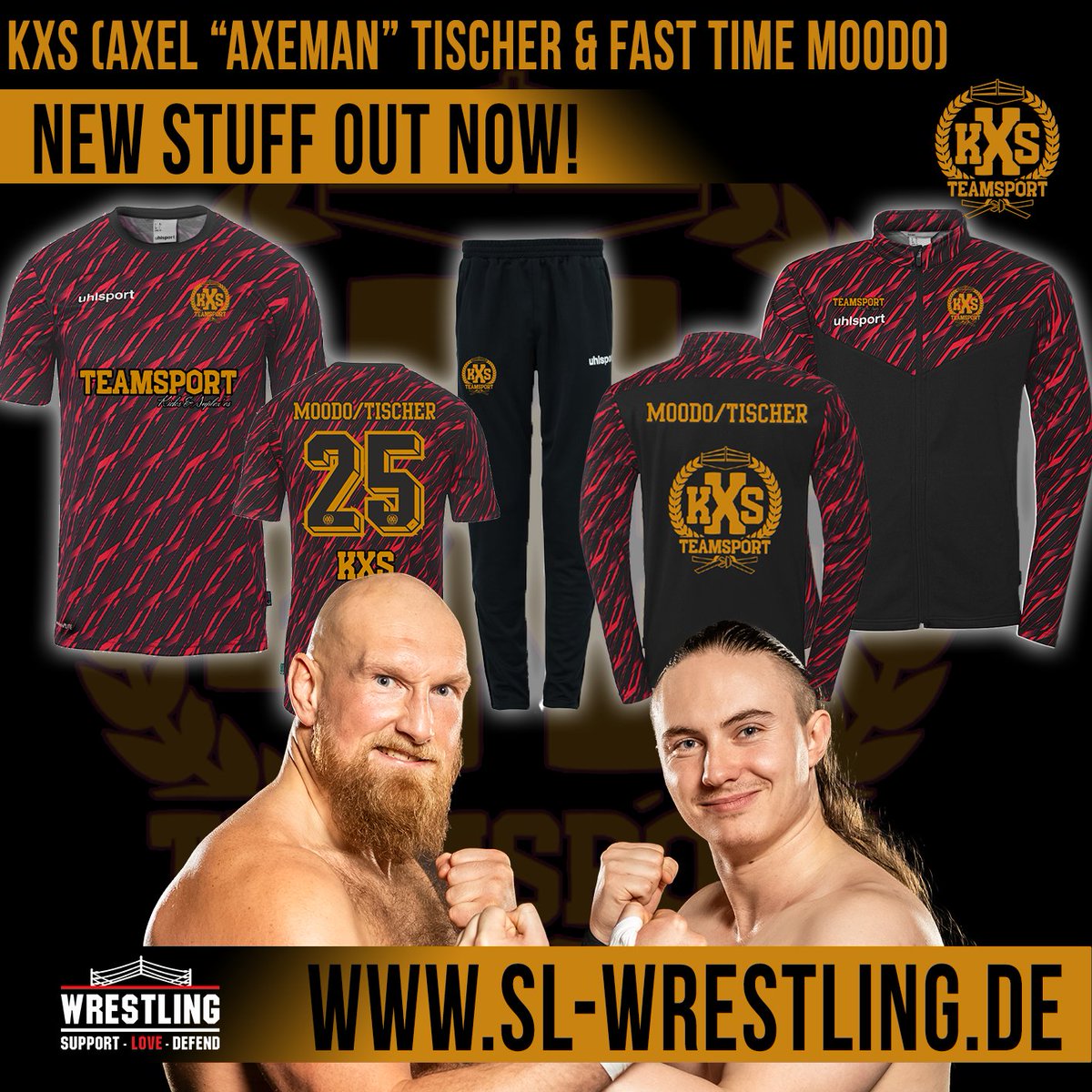 slwrestlingGER's tweet photo. Ab sofort bekommt ihr bei uns die neuen Trikots und Traininganzüge von @axeman3016wolf und @fast_time_moodo.
https://t.co/AmLAJclkgd
#wrestlingdeutschland #catch #indy #wrestling #sl #merch #stuff #shirts #wwe #sanity #axeman #wolf #kxs https://t.co/BTJITYqX7Q