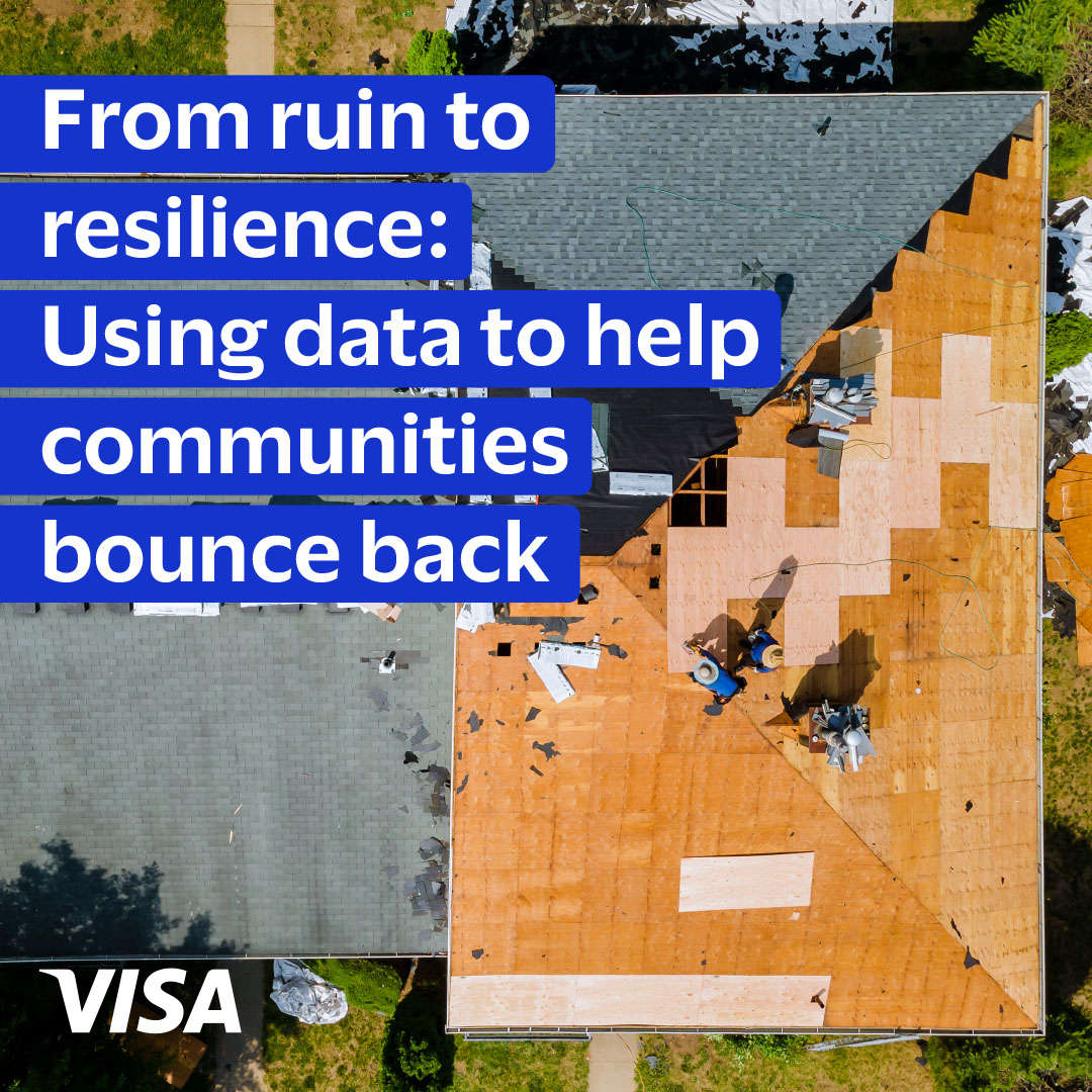 VisaNews's tweet photo. 🌍 When disaster strikes, the damage isn’t just visible — it’s economic. 
Visa Business &amp; Economic Insights shows how payments data speeds recovery &amp; builds resilience. 

🔗 https://t.co/Eo6XJR51dM

#VisaInsights #DisasterRecovery #BigData #Resilience https://t.co/UtPmZgY46g