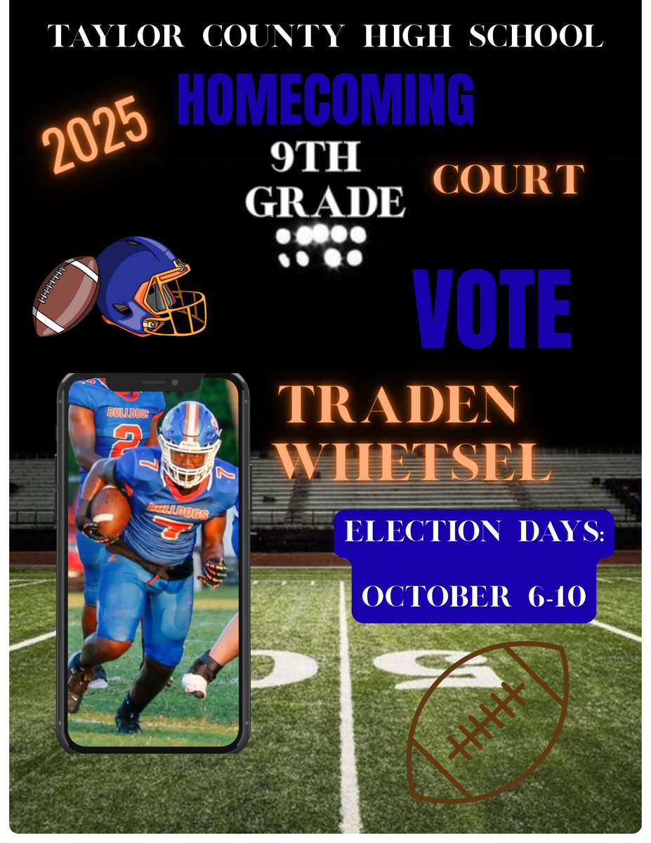 All freshman attending Taylor County High School go vote my brother <a href="/treto_5/">Traden whersel</a> for homecoming court for the last two days of this school week