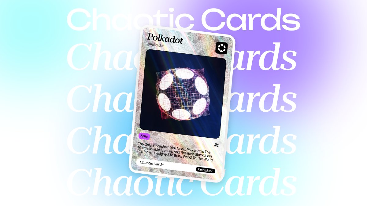 Your digital personality, now collectible on <a href="/Polkadot/">Polkadot</a>.

Chaotic Cards by <a href="/ChaoticApp/">Chaotic</a> is live: personalized NFT trading cards generated from your X profile and minted on Asset Hub.

First Edition available now. 🌀