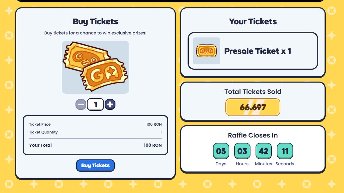 RibellaP2E's tweet photo. 🎟️ Grand Arena Booster Box çekilişi için 1 ticket aldım, şansımı deniyorum! 🍀
@Moku_HQ 
💰 Ticket fiyatı: 100 $RONIN
🎁 Kazanamazsak bile biletleri 2. Şans Dükkanı’nda özel eşyalar ve indirimlerde kullanabiliyoruz.
💸 Kullanmazsak, ön satış sonrası 100 $RONIN geri cüzdana iade ediliyor.
Risk yok, ya ödül ya iade 😎