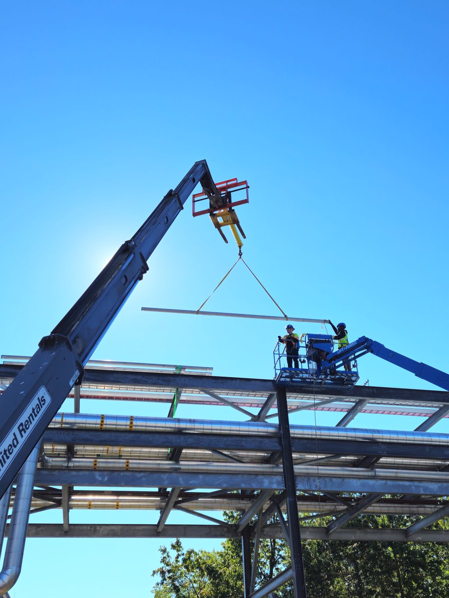 Rise and shine! 🌞 Our DECCO employee-partners are reaching new heights—literally—installing 4" heat recovery system piping with precision under a flawless blue sky.
#ConstructionLife #MorningMotivation #SafetyFirst #BoomLift <a href="/UnitedRentals/">United Rentals</a>