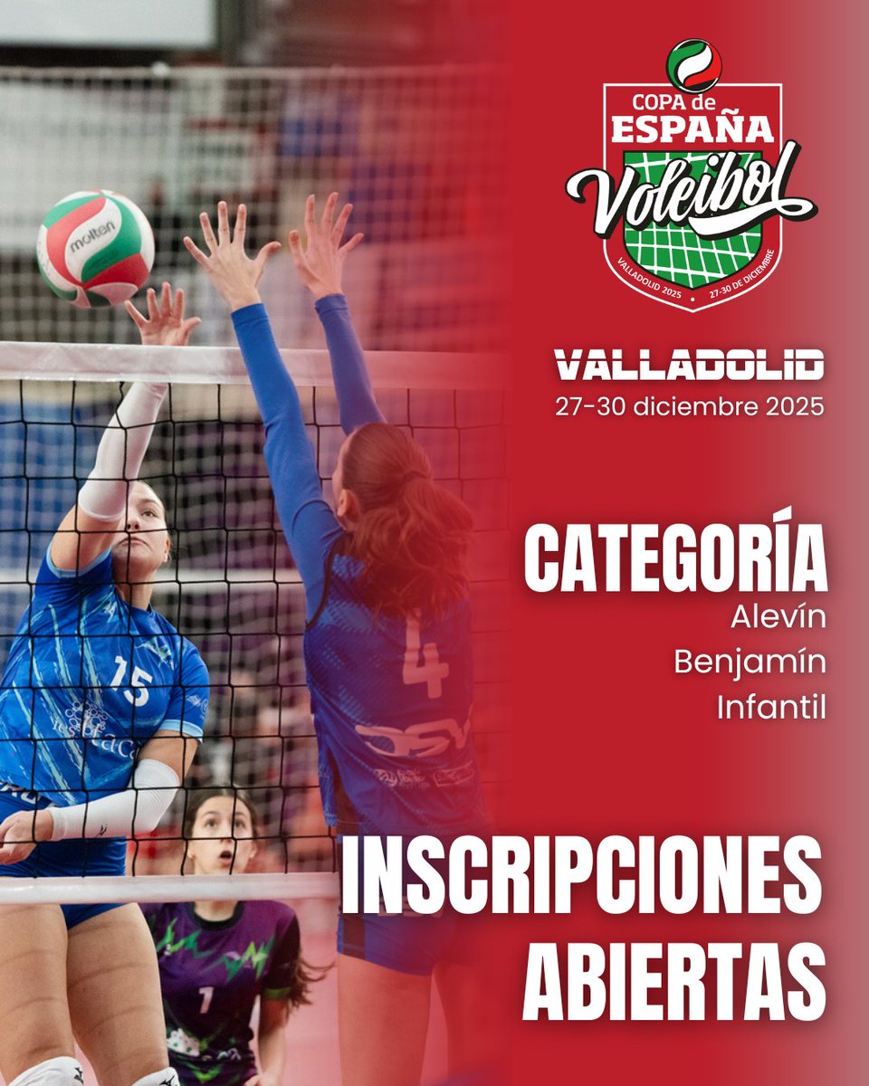 CopaEspanaVB's tweet image. 🏐 ¡Vuelve la #Copa de #España de #Voleibol del 27 al 30 de diciembre! 

 📍 #Almería, #Guadalajara (Corredor del Henares) y #Valladolid serán las sedes de esta edición.

 📅Inscripciones abiertas para todas las categorías en la intranet de la @RFEVB 👈