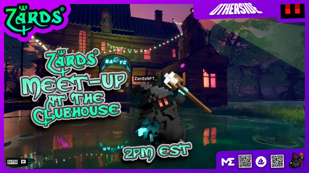 ZardsNFT's tweet image. We're planning a Zards® meet-up at the @BoredApeYC Clubhouse TODAY at 2pm EST in the @OthersideMeta!

Come join us, and don't forget to wear your brand new Zards® Avatars! All 5000 have been lovingly created, and any Zards® you own will show in your inventory! 🧙‍♂️🪄✨