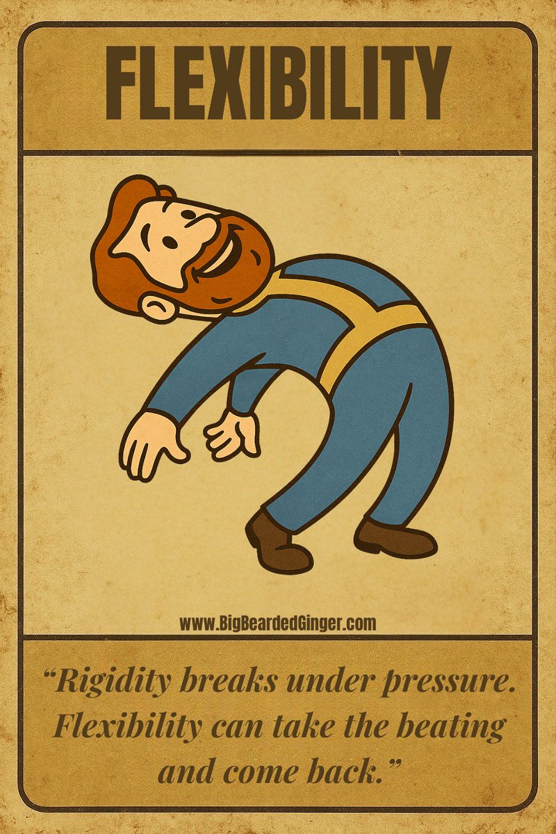bigbeardedgingr's tweet photo. Rigidity breaks under pressure.
Flexibility takes the beating and comes back.

Strength isn’t about never breaking… it’s about learning how to bend, recover, and rebuild with the same hands that fell apart.

#Leadership #Resilience #Flexibility #GingerSnacks https://t.co/eVLiIsayVZ