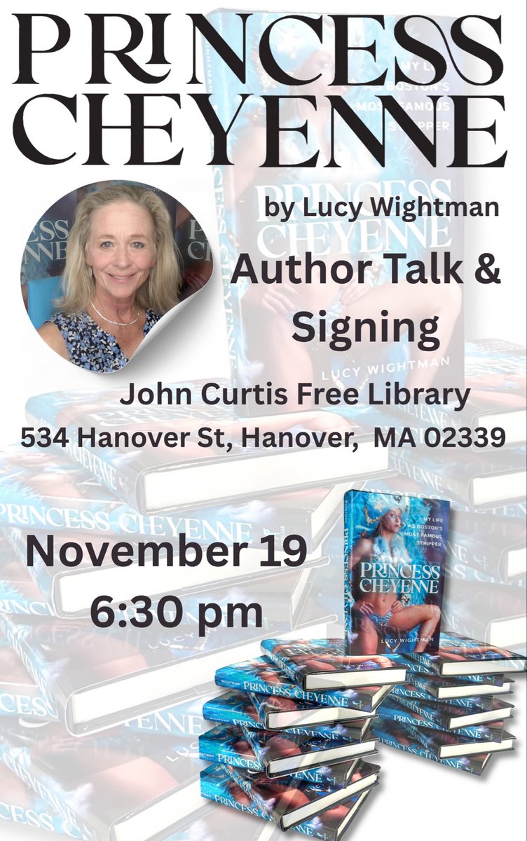 Princess Cheyenne shaking
things up at the John Curtis Free Library. Yup! They're letting me and my wild self talk about my engagement to Cat Stevens, how I went from debutante to famous stripper and more! 
#princesscheyenne #catstevens
#authoreventsnearme #authorlucywightman