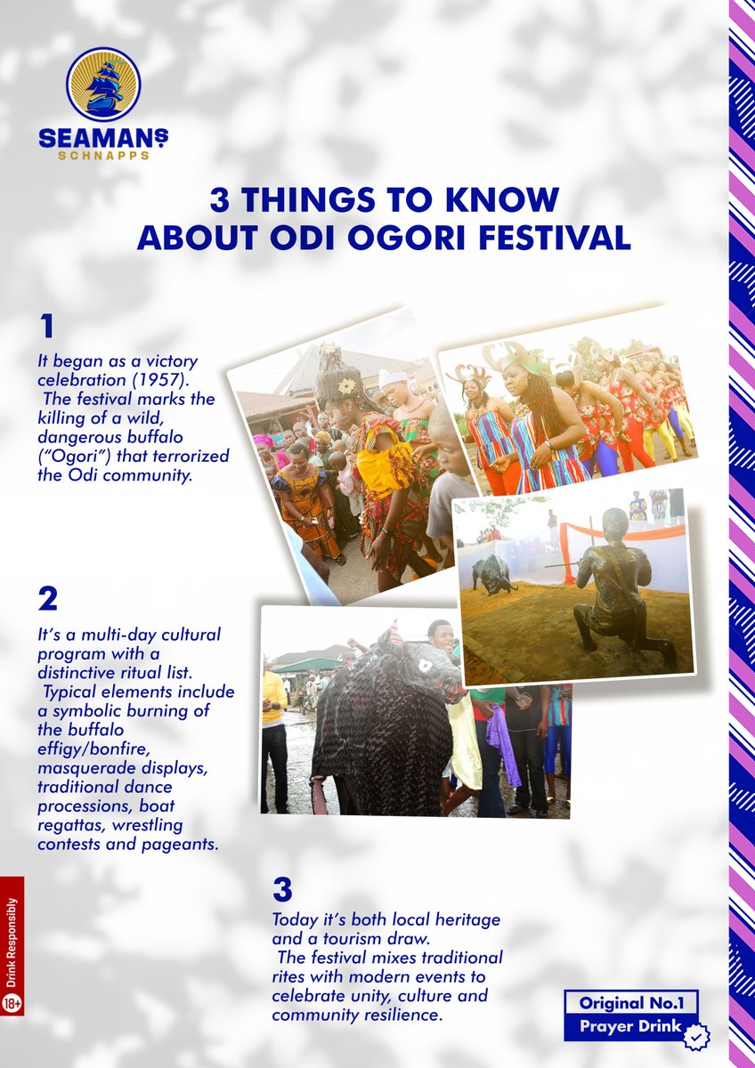 SeamansSchnapps's tweet image. Odi Ogori Ba Uge is a community that turned a long-ago victory into a moment of togetherness, ritual and joy.  Were you at this year’s festival? Share your favourite memory in the comments section.

#OdiOgoriFestival #SecureMoreAssuredBlessings
#OriginalNo1PrayerDrink…