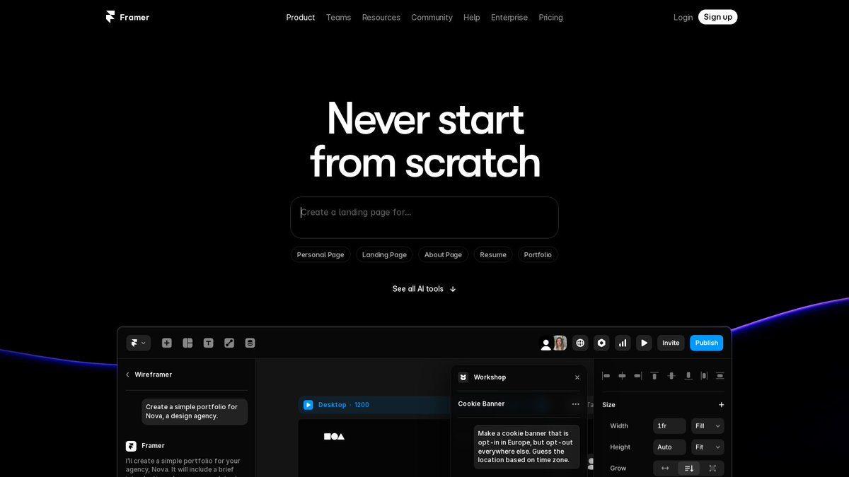 automate_tweak's tweet image. Create stunning websites effortlessly with #Framer! Its AI features help you design and collaborate in real-time, making web building a breeze. ✨ #NoCodeMagic automateandtweak.com/tool/framer/