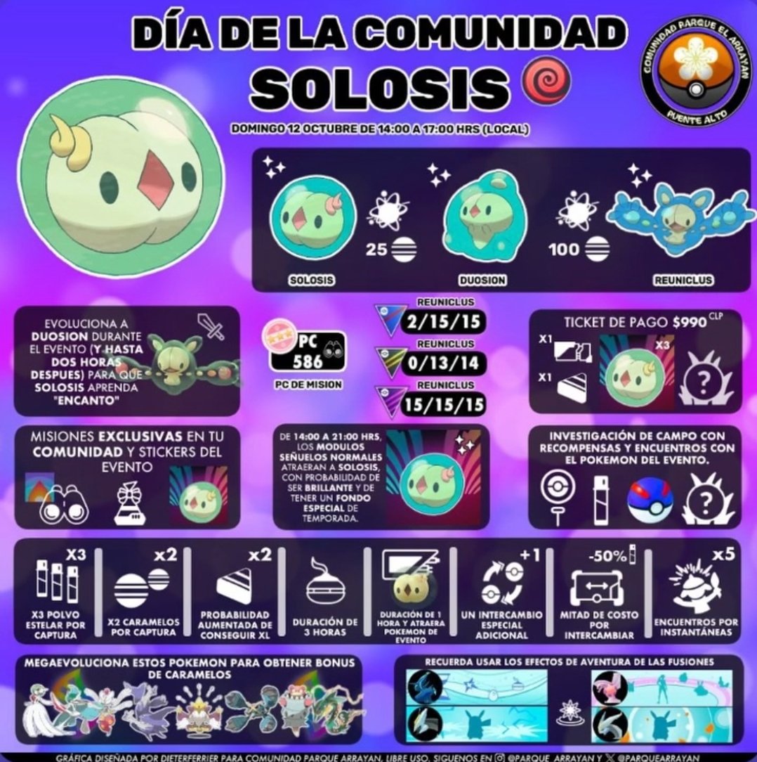 ParqueArrayan's tweet image. Día de la Comunidad: Solosis
Domingo 12 de octubre, de 14:00 a 17:00 hrs.