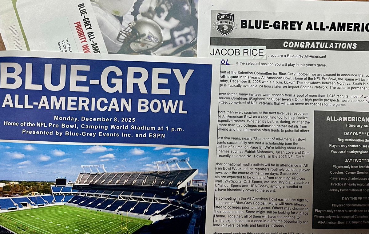 Jacob Rice (@ricecakesjr) on Twitter photo Thank you for choosing me again as a <a href="/BlueGreyFB/">Blue-Grey All-American Bowl</a> All American, this time representing The South at <a href="/dallascowboys/">Dallas Cowboys</a> stadium!
<a href="/KCIrishFootball/">Knoxville Catholic Football</a> Thank you for choosing me again as a <a href="/BlueGreyFB/">Blue-Grey All-American Bowl</a> All American, this time representing The South at <a href="/dallascowboys/">Dallas Cowboys</a> stadium!
<a href="/KCIrishFootball/">Knoxville Catholic Football</a>