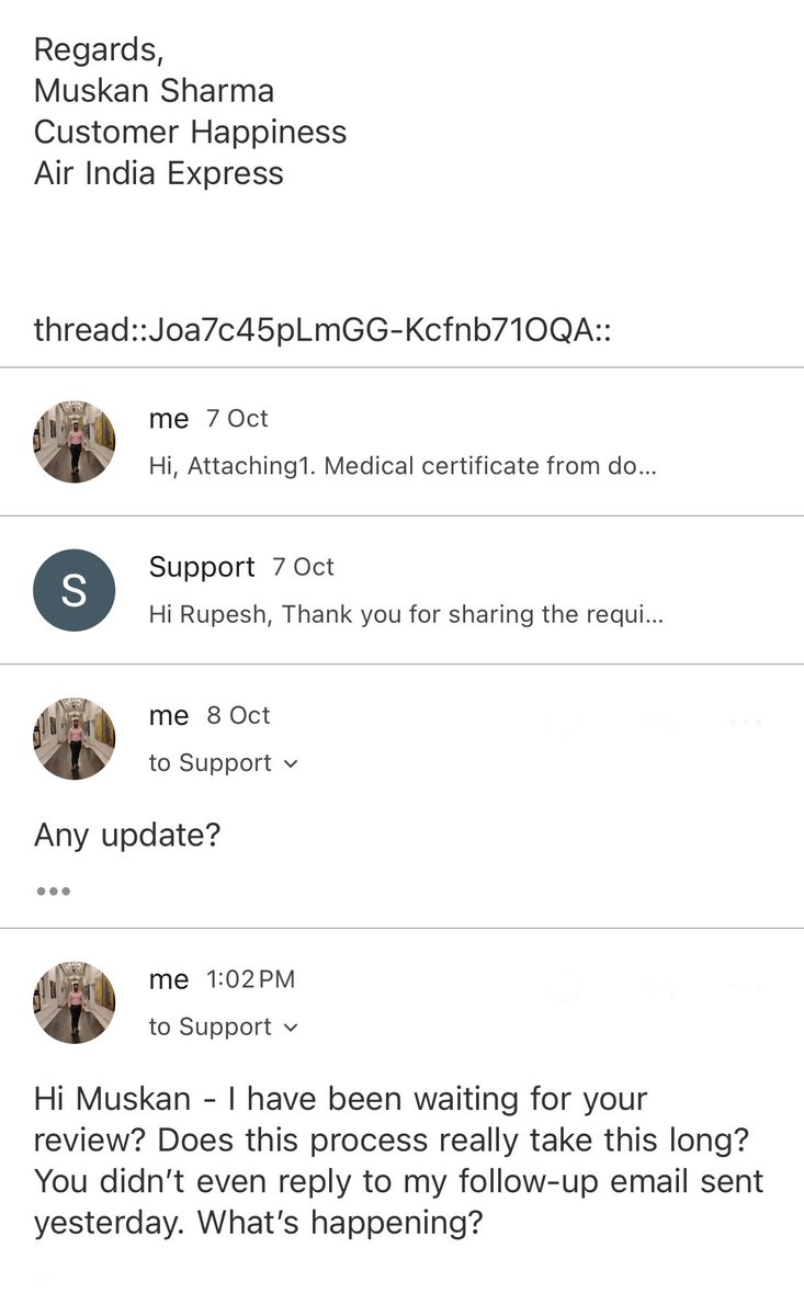 RupeshKC8's tweet image. @AirIndiaX what takes you so long to reply to your client query? Asking for refund update related to a medical situation with valid documents submitted shouldn’t take more than mere hours. Two follow-ups still no response? #airindiaexpress #aix #poorresponse #clientservice