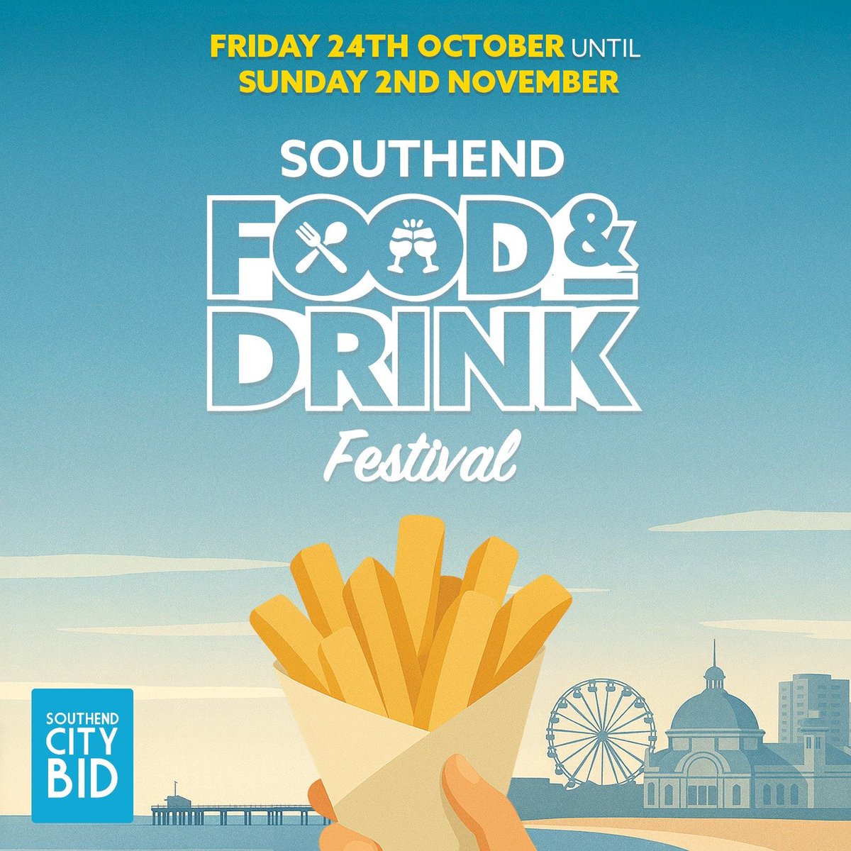 SAVE THE DATES 🍔🍸
The Southend Food &amp; Drink Festival from <a href="/southendcitybid/">Southend City BID</a> is set to be a showstopper! Get ready to savour the moment on a delicious adventure in the heart of Southend.

📆 24 Oct-2 Nov
🍽 18 venues, 26 delicious deals + £700 in prizes
👉 visitsouthend.co.uk/southend-food-…