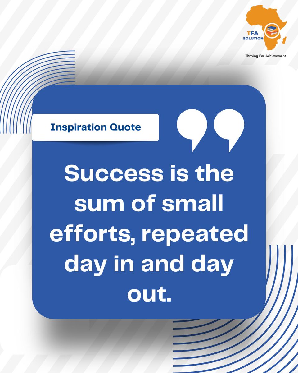 TFA_Solution's tweet image. Success = small efforts repeated daily.🌟

At TFA, we empower students to grow consistently — one lesson, one assessment, one skill, one step at a time. 🚀

Keep learning. Keep moving.💡

👉 mytutor.tutorforafrica.com

#InspirationWednesday #TFASolution #LearnWithTFA #GrowthMindset